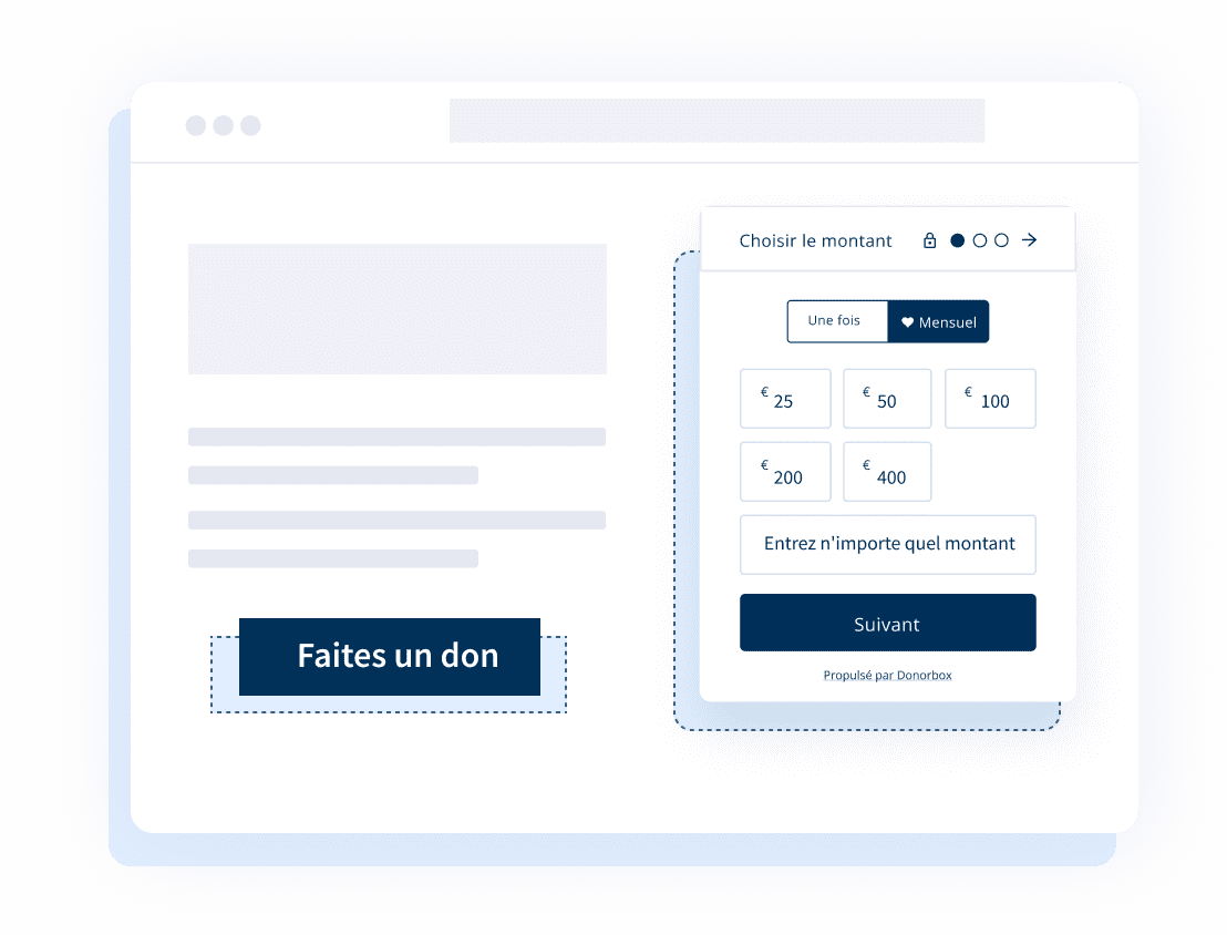 Les formulaires de don sont pré-intégrés